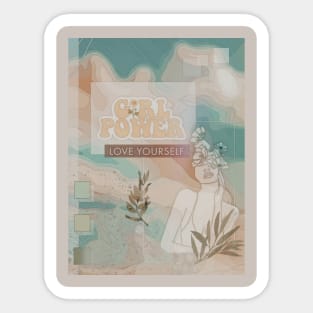 Girl power love yourself vintage retro hippie good vibes positivity inspiration good mood motivation fashion Sticker